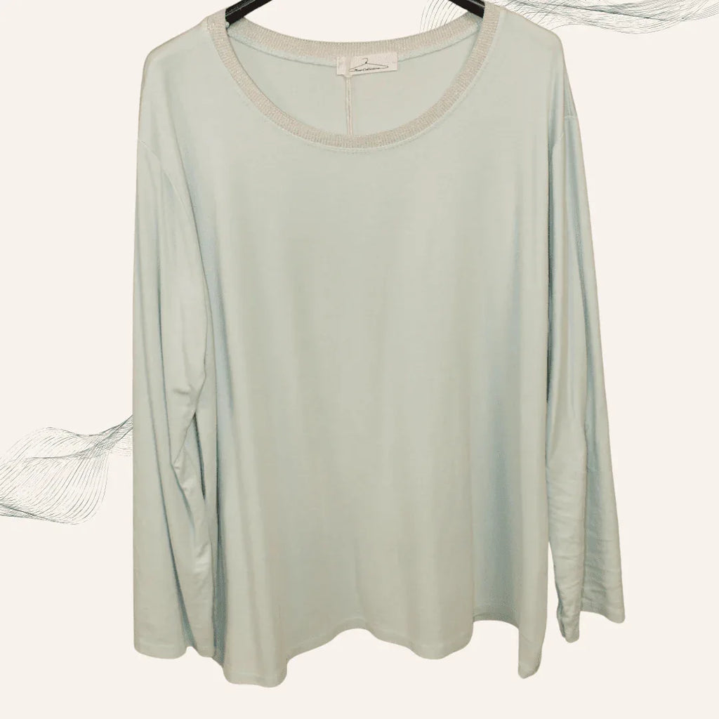 Damen Sweatpullover mit Glitzerkragen – Glamouröser Statement-Look in 3 Farben