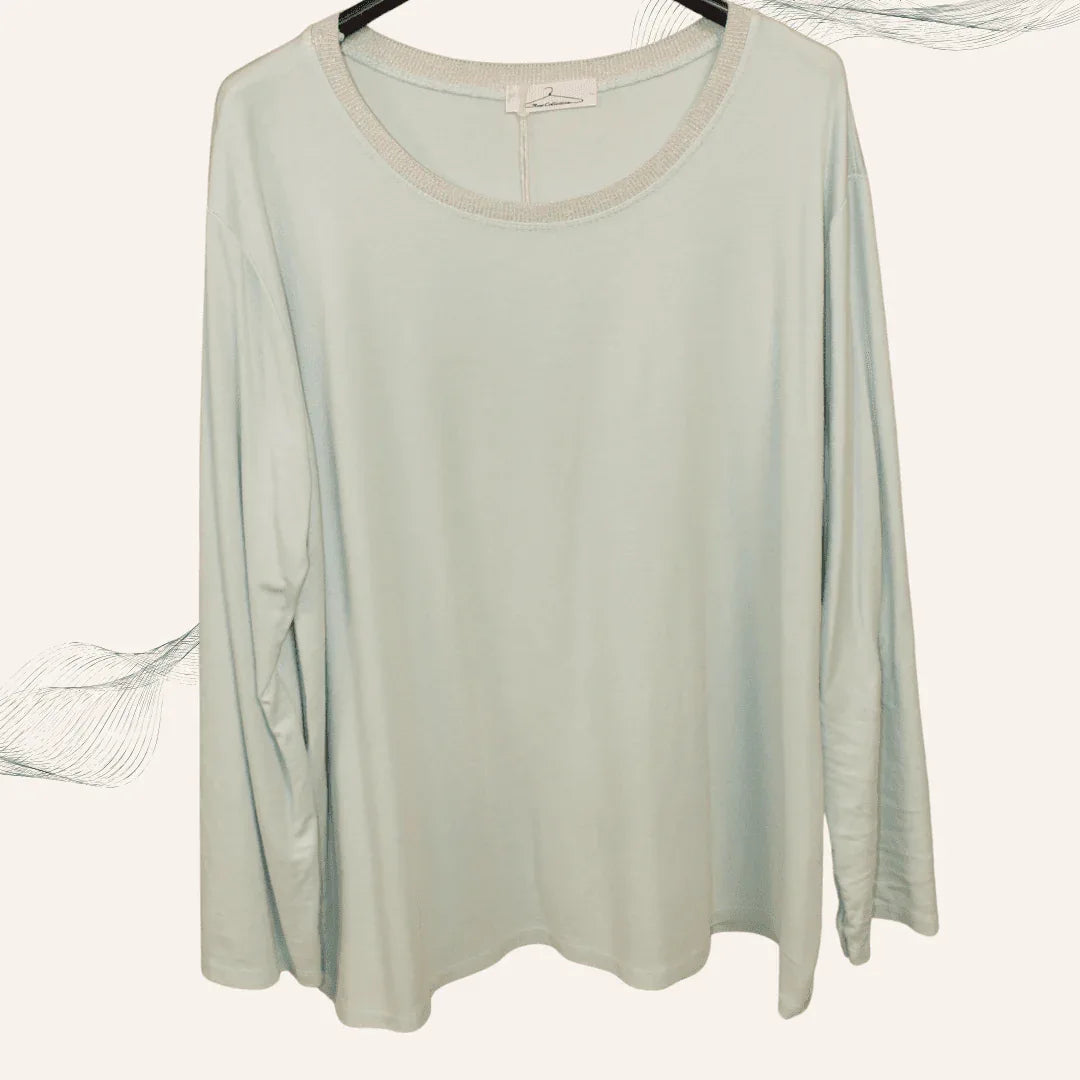 Damen Sweatpullover mit Glitzerkragen – Glamouröser Statement-Look in 3 Farben