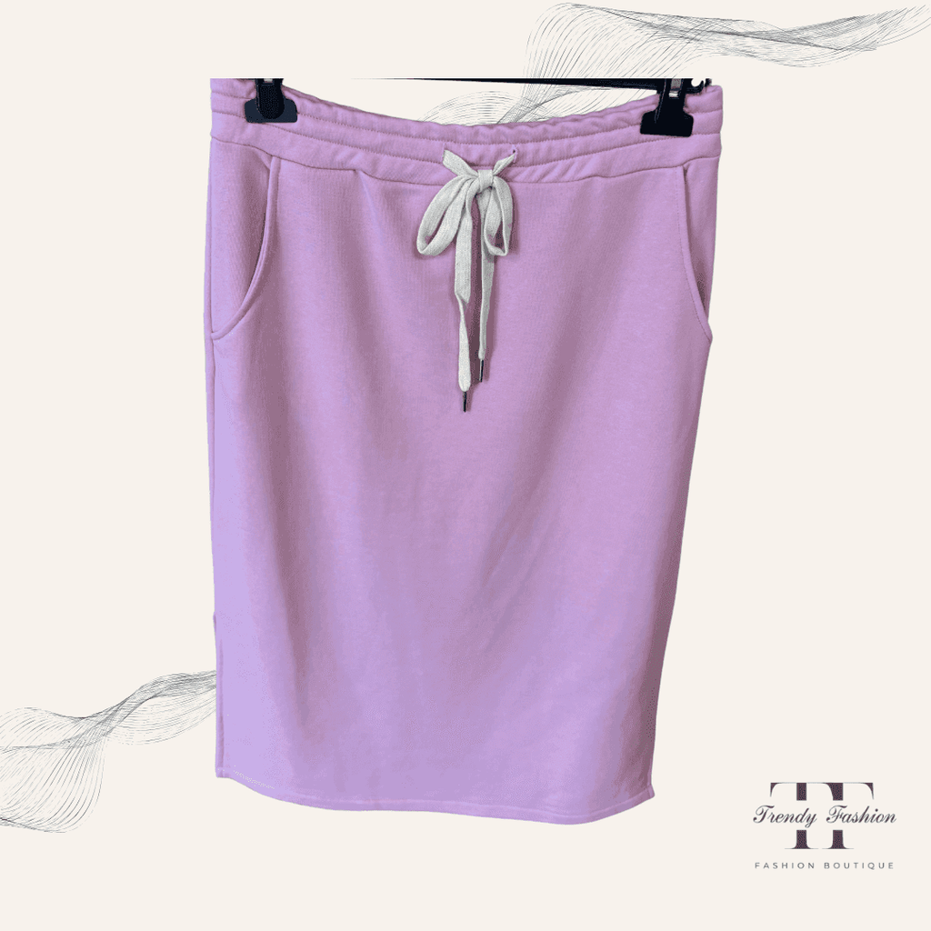 Damen Sweatrock Wellenweich Rosa – Weicher bequemer femininer Freizeitrock