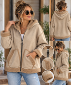 Luce d'Inverno Teddyjacke Beige – Kuschelige Winterjacke mit Kapuze