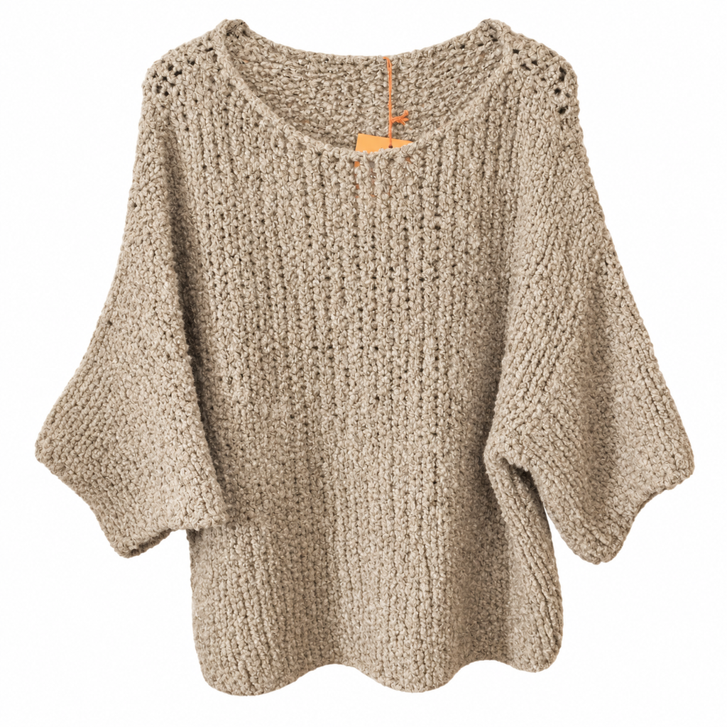 Damen Strickpullover Cozy Chic – Lässige Passform, Weich & Gemütlich, Champagner & Orange