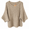 Damen Strickpullover Cozy Chic – Lässige Passform, Weich & Gemütlich, Champagner & Orange