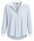 Gestreifte Bluse Damen im Layer-Look – Hemdbluse mit Kragen in Hellblau oder Mint