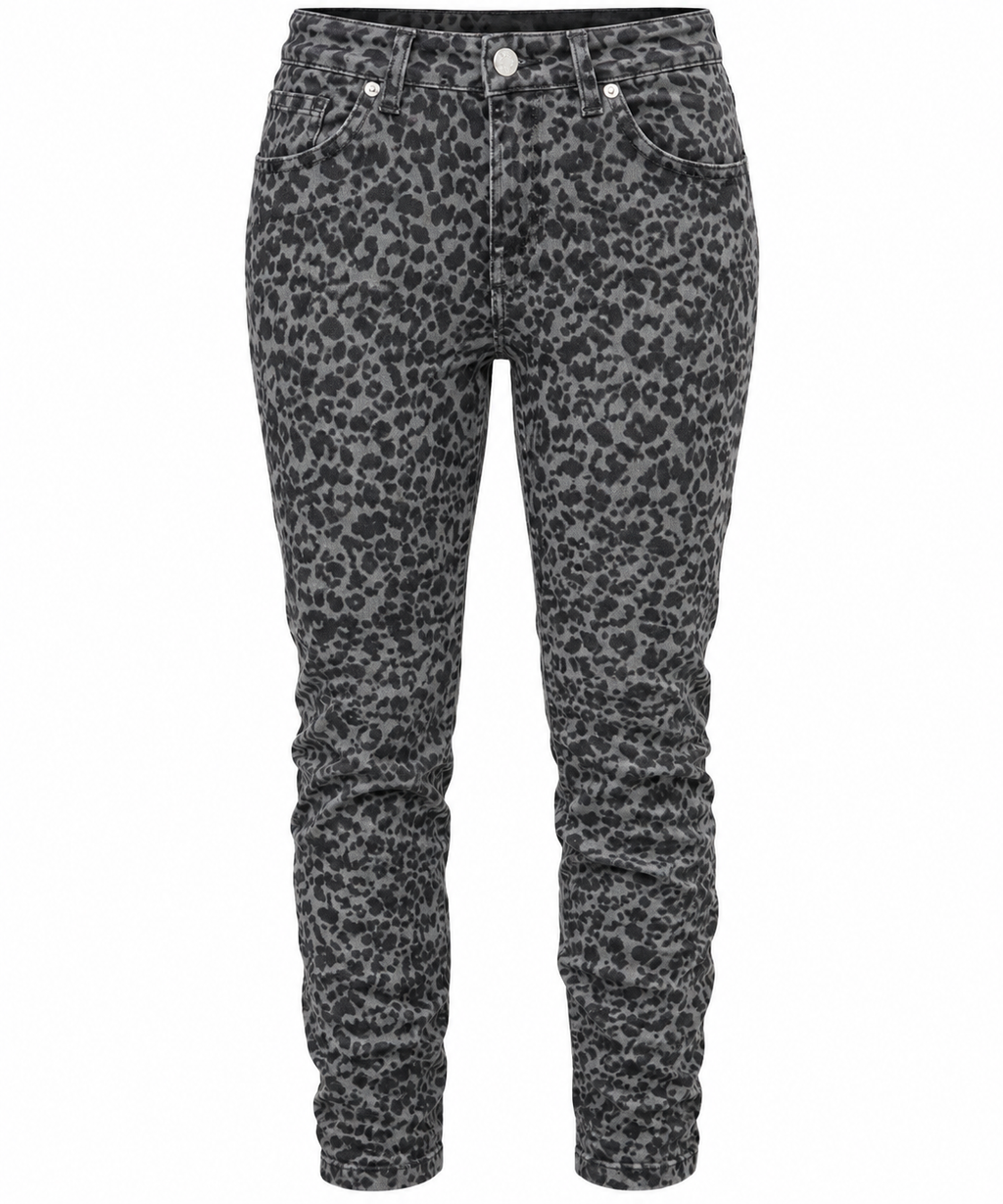 Jewelly Jeanshose Leo-Print – Trendiges Leopardenmuster, Bequem & Stilvoll, Gr. 40–42