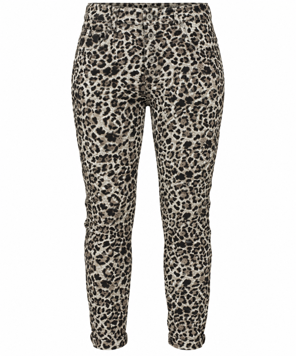 Karostar Jeanshose Leo-Look – Trendiges Muster, Komfortabler Schnitt, Gr. 34–42