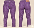 Karostar Lederimitat Hose Violett – Coated Look Damenhose mit Knopfleiste