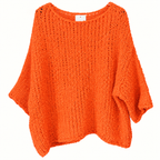 Damen Strickpullover Cozy Chic – Lässige Passform, Weich & Gemütlich, Champagner & Orange