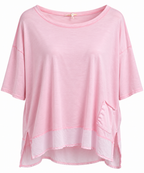 Oversize Shirt mit Tasche – Damen Lagenlook Shirt in Hellblau & Rosa | Italienische Mode