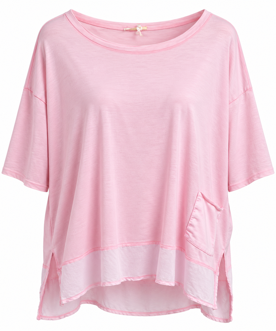 Oversize Shirt mit Tasche – Damen Lagenlook Shirt in Hellblau & Rosa | Italienische Mode