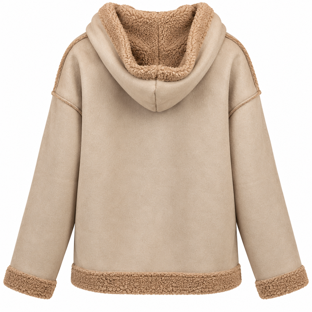 Luce d'Inverno Teddyjacke Beige – Kuschelige Winterjacke mit Kapuze