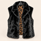 Damen Wendewesten – Schwarze Kunstfellwesten & Leo-Designs
