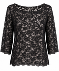 Spitzenbluse Damen Schwarz & Braun – Elegante Florale Spitze | Festliche Damenmode