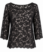 Spitzenbluse Damen Schwarz & Braun – Elegante Florale Spitze | Festliche Damenmode