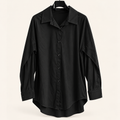 Oversize Longbluse Damen – Lockeres Hemd aus Baumwoll-Stretch | Weiß & Schwarz
