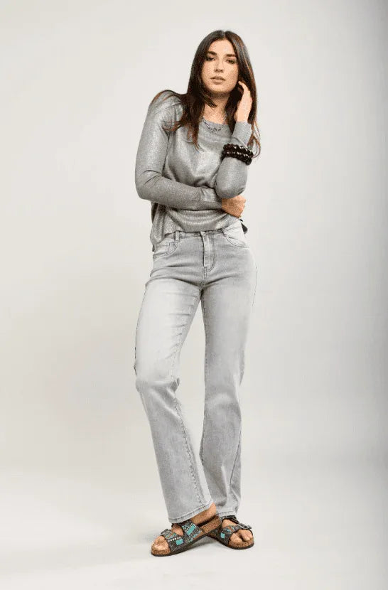 Toxik3 - Gerade geschnittene Stretch-Jeans in Hellgrau – bequem & vielseitig kombinierbar - Trendy Fashion