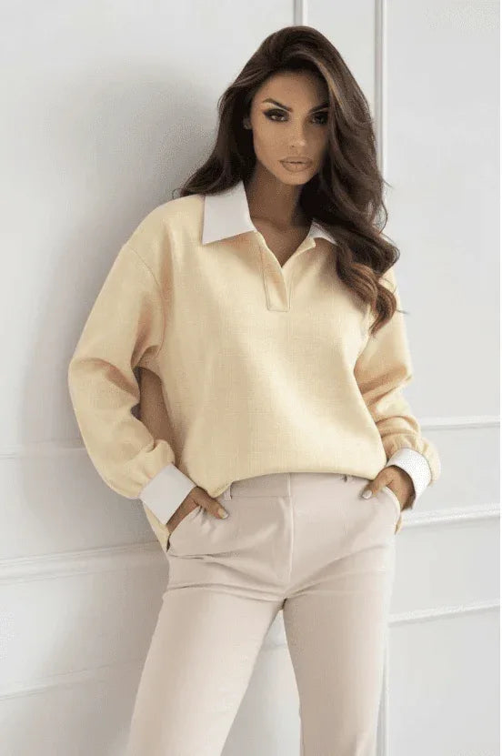 Damen Karierte Bluse mit Hemdkragen – Elegante Bluse mit modernen Kontrastdetails