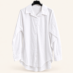 Oversize Longbluse Damen – Lockeres Hemd aus Baumwoll-Stretch | Weiß & Schwarz