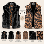 Damen Wendewesten – Schwarze Kunstfellwesten & Leo-Designs