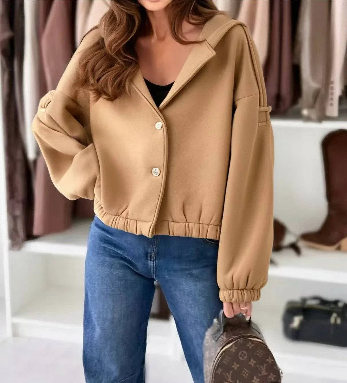 Damen Winterjacke mit Kapuze & Knöpfen – Warme lässige stylische Jacke für kalte Tage