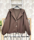 Damen Winterjacke mit Kapuze & Knöpfen – Warme lässige stylische Jacke für kalte Tage
