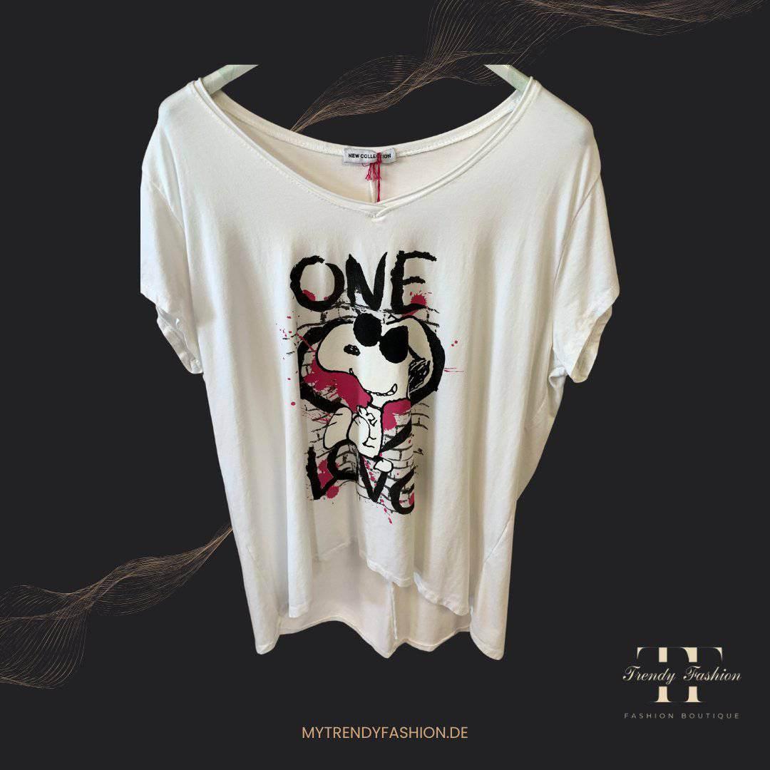 Damen Shirt One Love – Hochwertiges Baumwoll-Shirt mit Liebesbotschaft