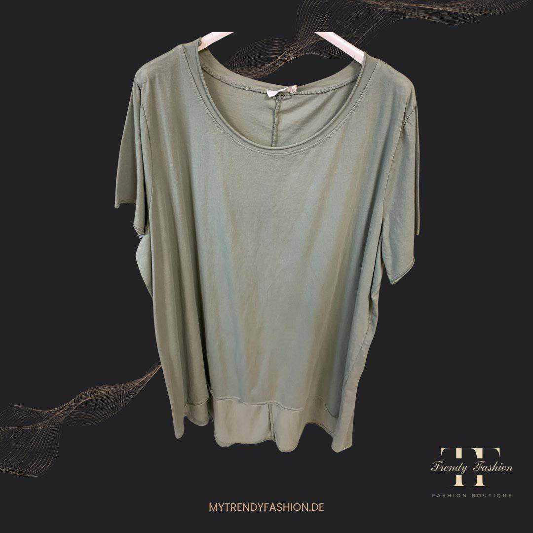 Damen Basic Longshirt Uni Grün – Vielseitiges Alltagsshirt in Uni-Farben