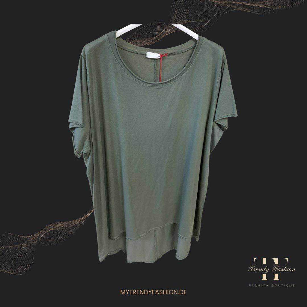 Damen Basic Longshirt Uni Oliv – Vielseitiges Alltagsshirt in Uni-Farben