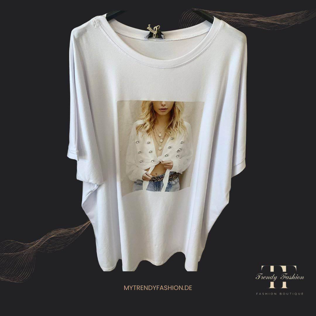 Damen Shirt Frauenmotiv – Klassisches Baumwollshirt mit weiblichem Design