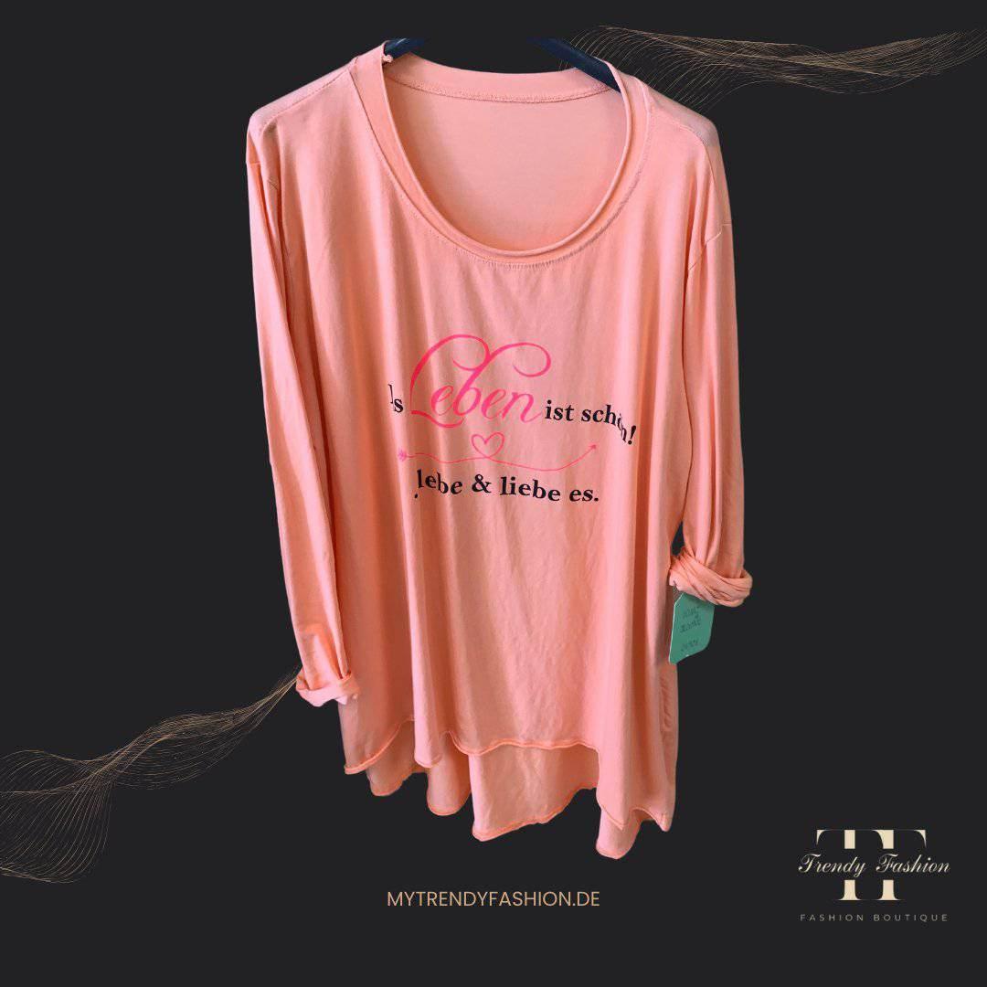 Damen Langarmshirt Leben – Alltagsshirt mit inspirierendem Schrift-Print