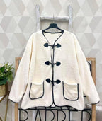 Damen Teddy-Fleece-Jacke mit Knebelverschlüssen – Kuschelweiche warme einzigartige Jacke